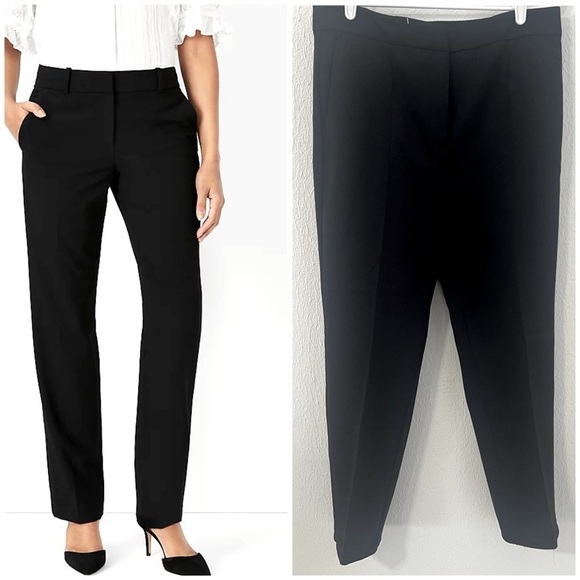 Ann Taylor Women’s The Straight Pant Stretch Size 12 Black EUC Business Casual - Picture 1 of 10